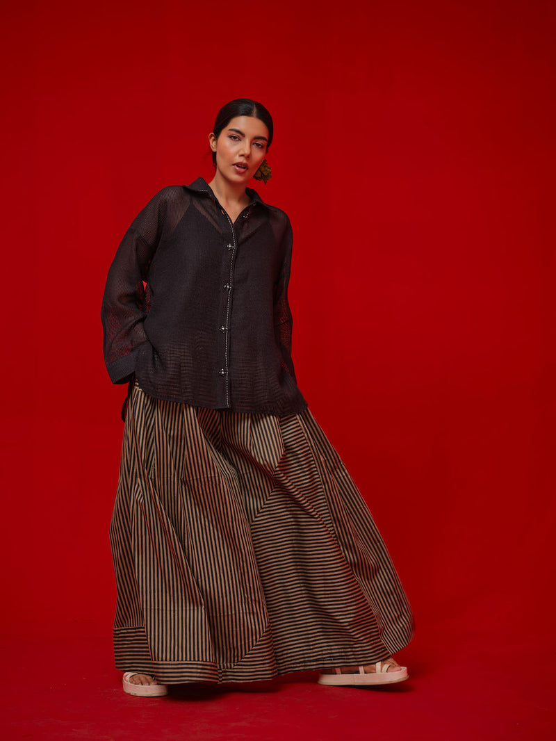 Float Shirt-Black handwoven cotton top/shirt by Stoique in black for women Worldwide