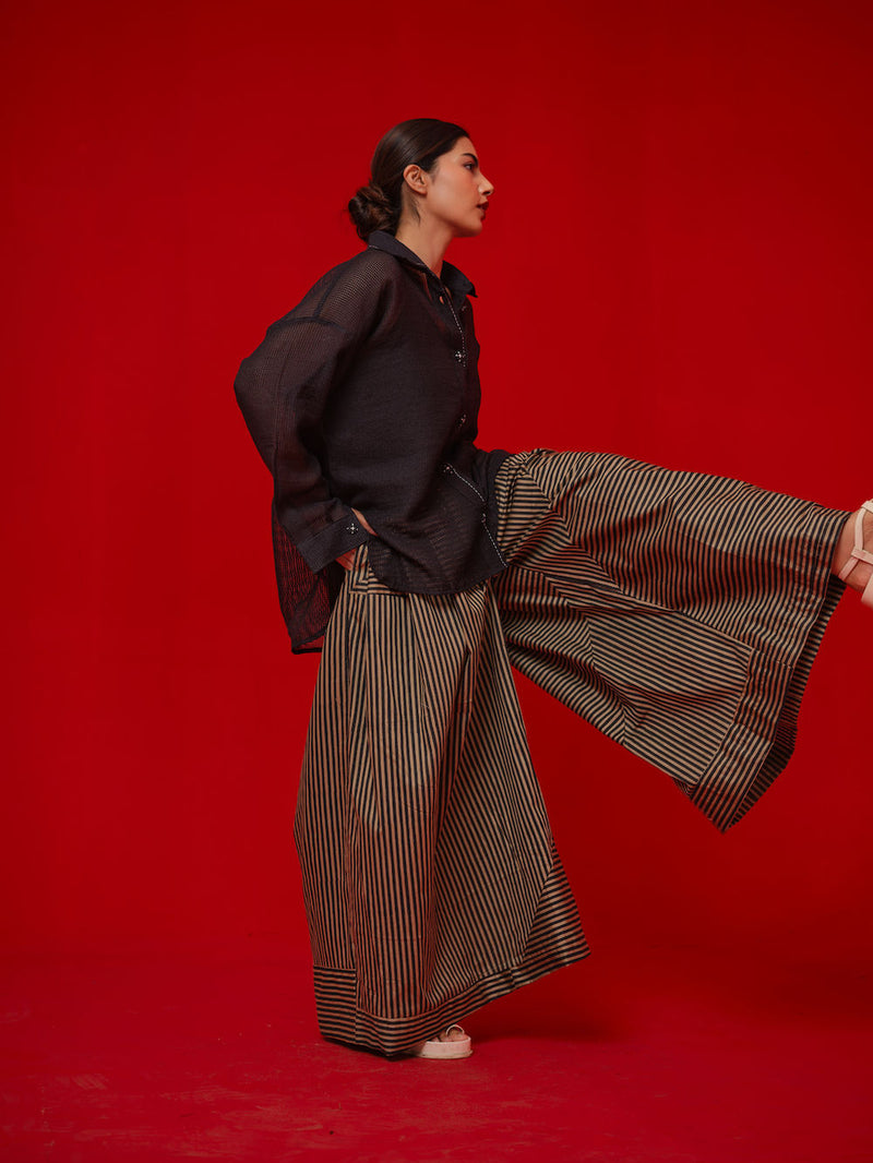 Float Shirt-Black handwoven cotton top/shirt by Stoique in black for women Worldwide