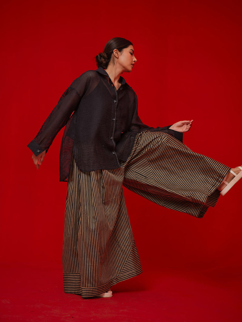 Float Shirt-Black handwoven cotton top/shirt by Stoique in black for women Worldwide