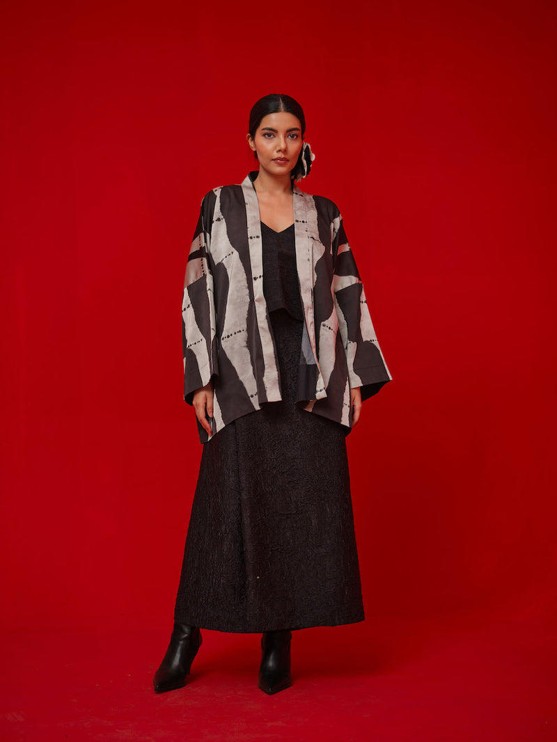 Discover Overlay-Black + Grey satin jacktes and overlays by Stoique in black, grey for women Worldwide