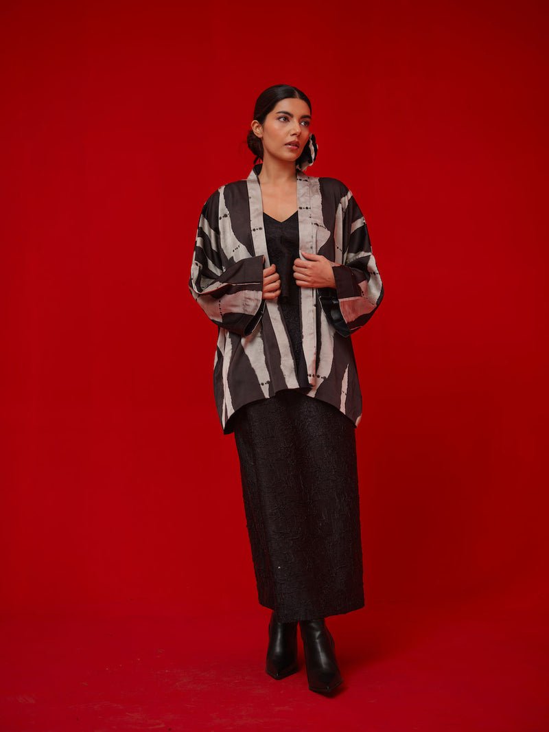 Discover Overlay-Black + Grey satin jacktes and overlays by Stoique in black, grey for women Worldwide