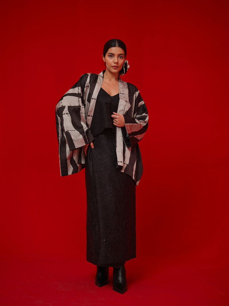 Discover Overlay-Black + Grey satin jacktes and overlays by Stoique in black, grey for women Worldwide