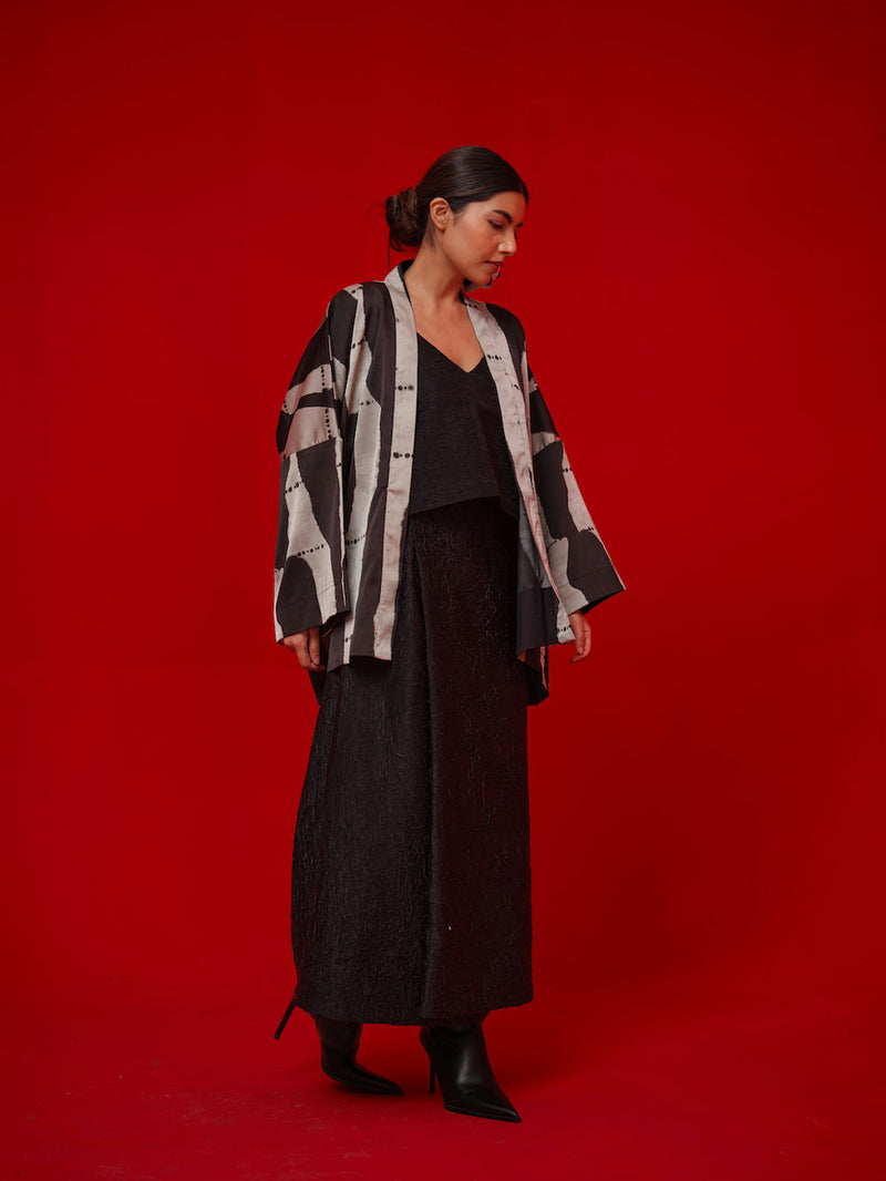 Discover Overlay-Black + Grey satin jacktes and overlays by Stoique in black, grey for women Worldwide