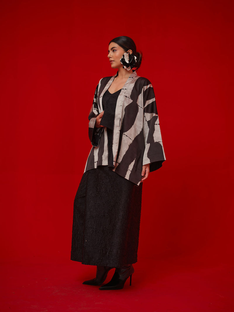 Discover Overlay-Black + Grey satin jacktes and overlays by Stoique in black, grey for women Worldwide