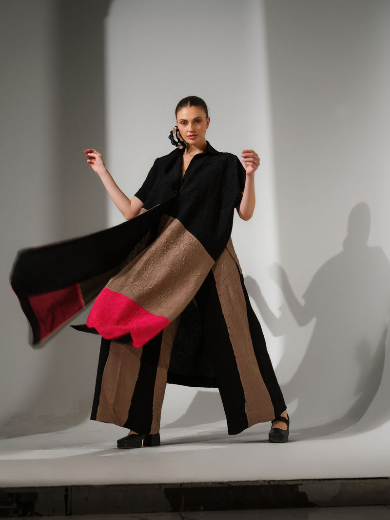 Awaken Tunic-Black + Grey + Pink crushed silk tunics/kaftan by Stoique in black, grey, pink for women Worldwide