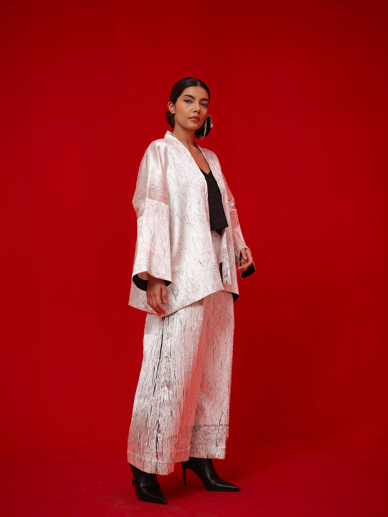 Muse Overlay-White + Black crushed silk jacktes and overlays by Stoique in white, black for women Worldwide