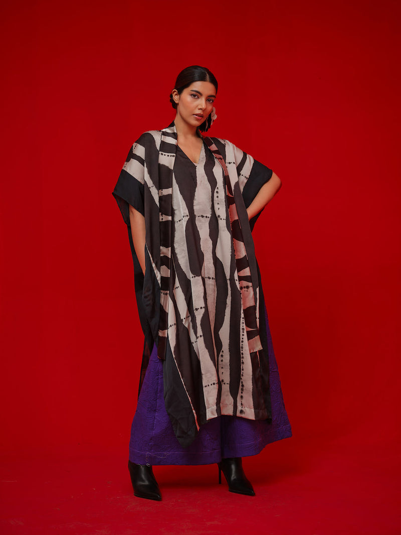 Discover Kaftaan-Black + Grey satin tunics/kaftan by Stoique in black, grey for women Worldwide