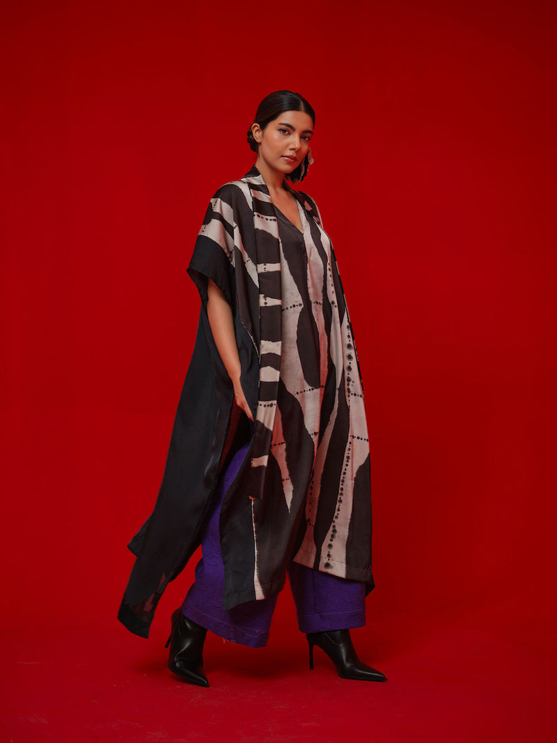 Discover Kaftaan-Black + Grey satin tunics/kaftan by Stoique in black, grey for women Worldwide