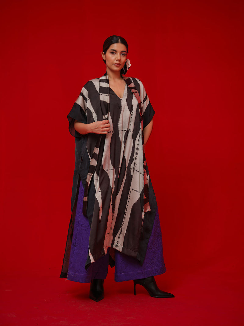 Discover Kaftaan-Black + Grey satin tunics/kaftan by Stoique in black, grey for women Worldwide