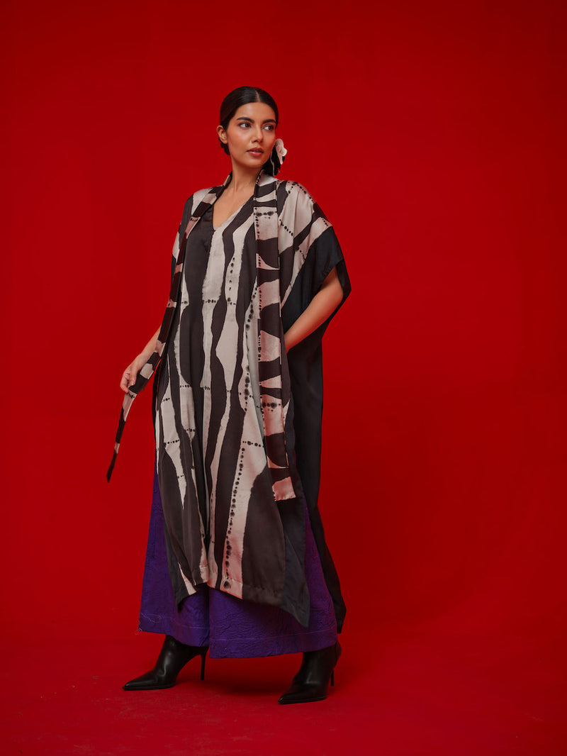 Discover Kaftaan-Black + Grey satin tunics/kaftan by Stoique in black, grey for women Worldwide