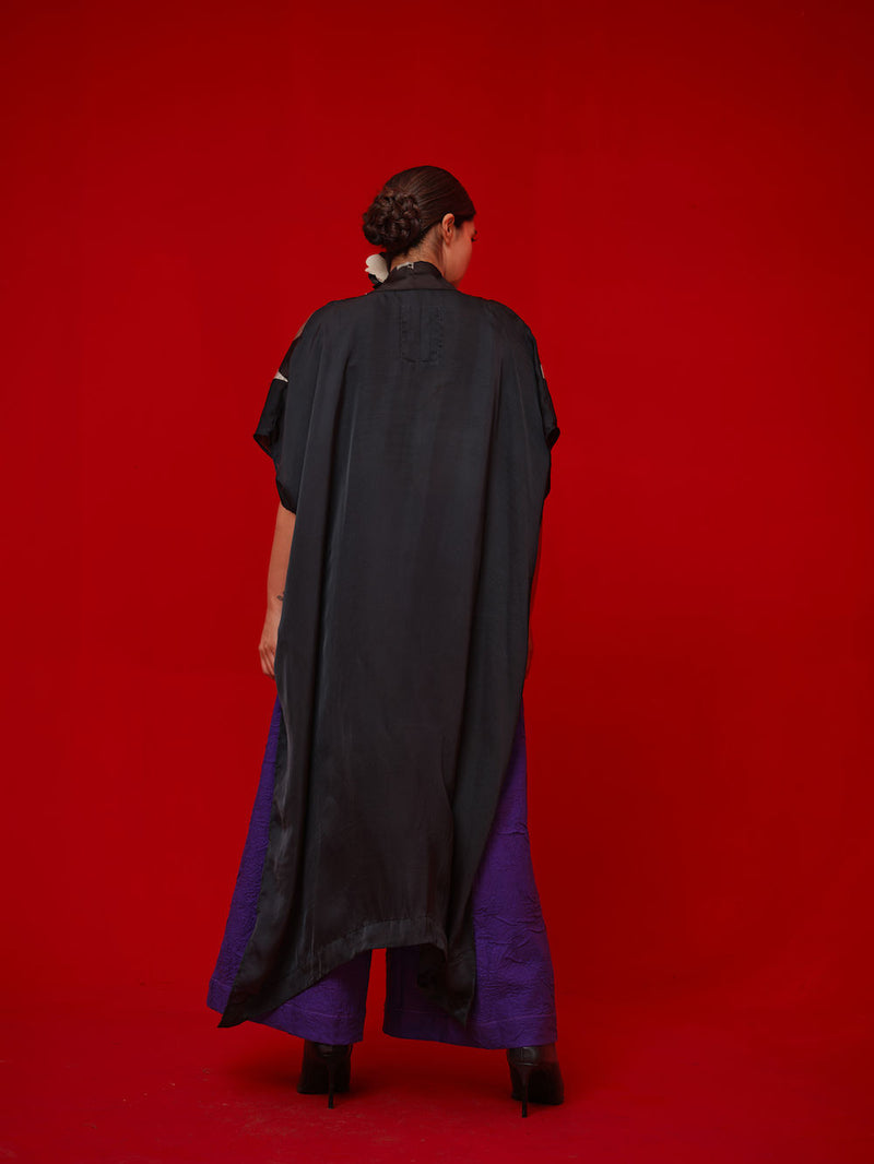 Stem Pants-Aubergine crushed cotton pant/trouser by Stoique in purple for women Worldwide