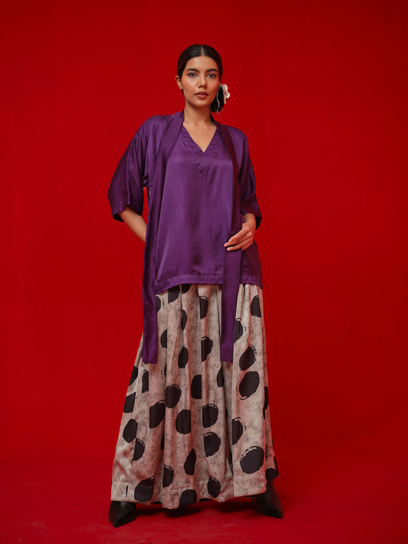 Discover Top-Aubergine satin top/shirt by Stoique in purple for women Worldwide