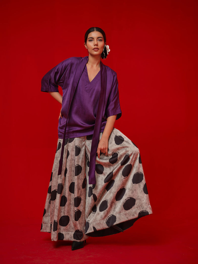 Discover Top-Aubergine satin top/shirt by Stoique in purple for women Worldwide