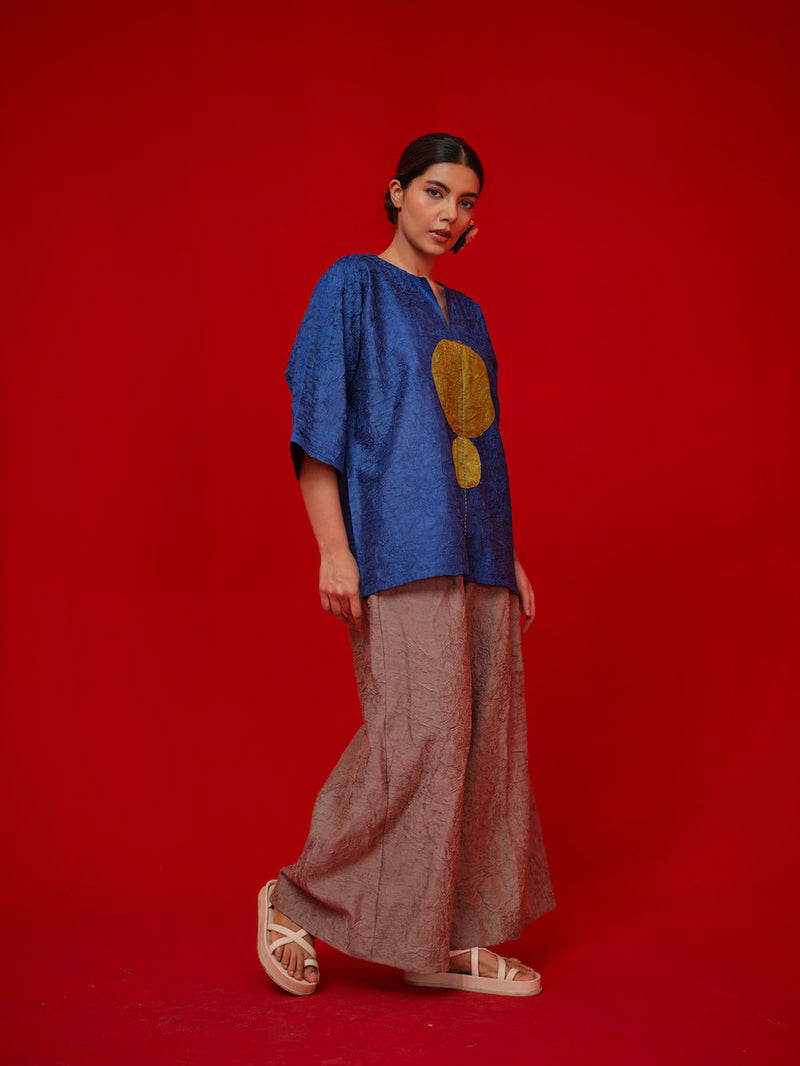 Root Pants-Grey crushed silk pant/trouser by Stoique in grey for women Worldwide