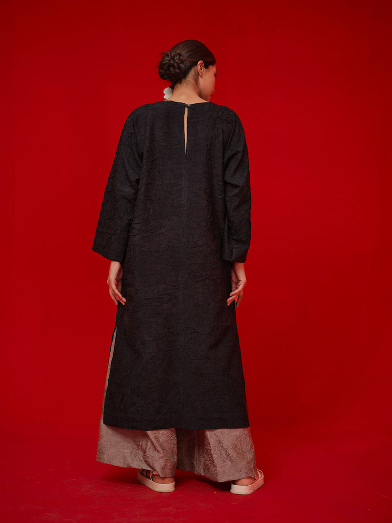 Spring Tunic-Black + Grey + Ivory + Yellow crushed silk tunics/kaftan by Stoique in black, grey, ivory, yellow for women Worldwide