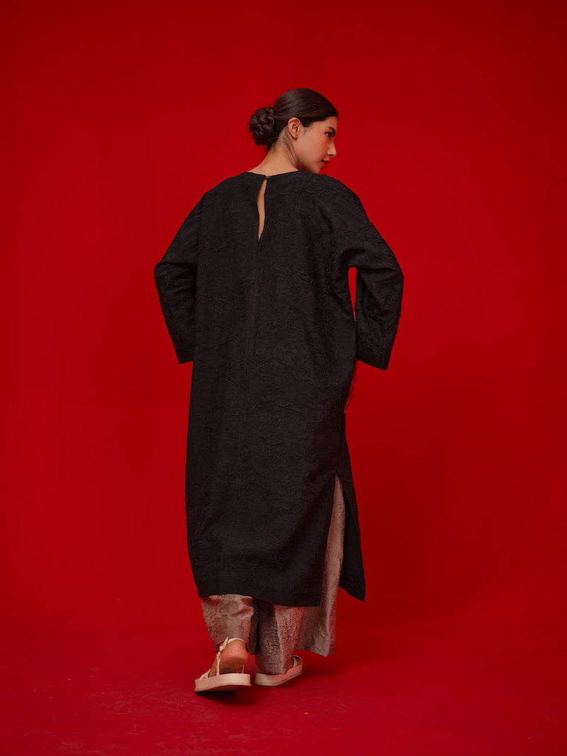 Spring Tunic-Black + Grey + Ivory + Yellow crushed silk tunics/kaftan by Stoique in black, grey, ivory, yellow for women Worldwide