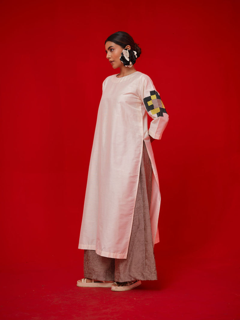 Union Tunic-Ivory + Black + Yellow silk cotton tunics/kaftan by Stoique in ivory, black, yellow for women Worldwide
