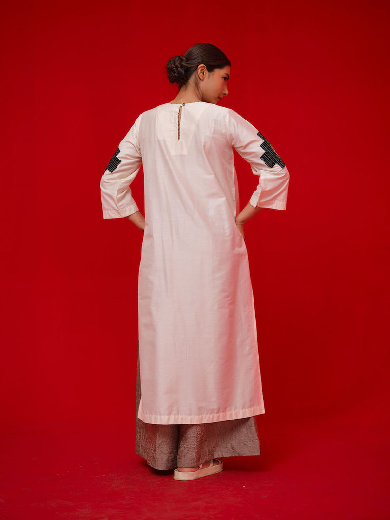 Union Tunic-Ivory + Black + Yellow silk cotton tunics/kaftan by Stoique in ivory, black, yellow for women Worldwide