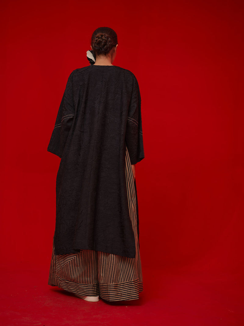 Pepper Tunic-Black + Grey crushed silk tunics/kaftan by Stoique in black, grey for women Worldwide