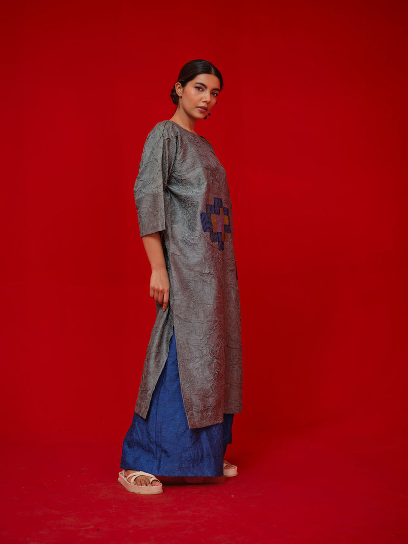Spring Tunic-Teal + Blue + Green crushed silk tunics/kaftan by Stoique in teal, blue, green for women Worldwide
