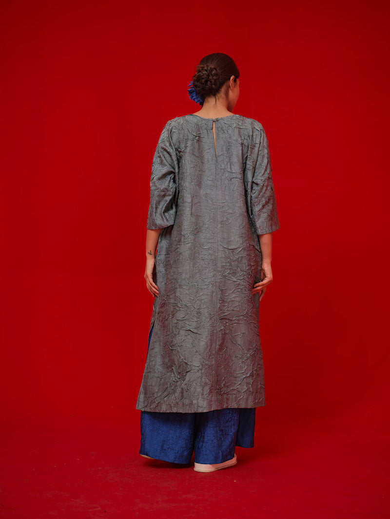 Spring Tunic-Teal + Blue + Green crushed silk tunics/kaftan by Stoique in teal, blue, green for women Worldwide