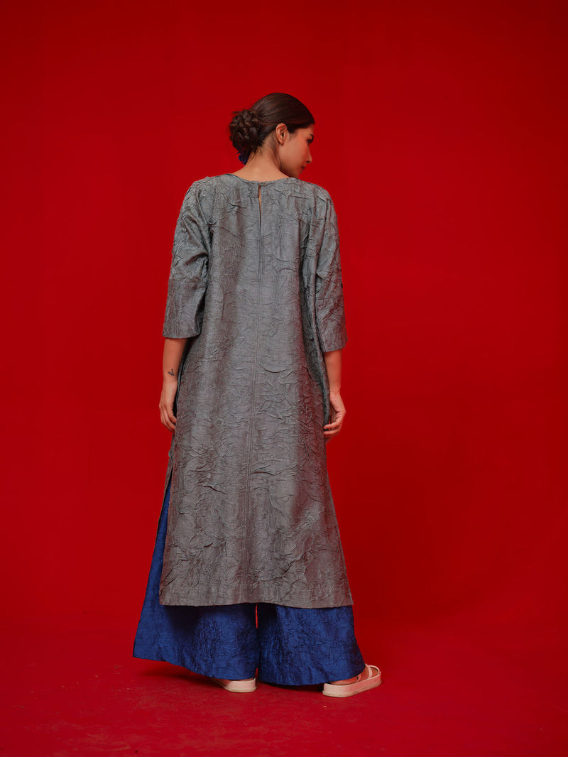Spring Tunic-Teal + Blue + Green crushed silk tunics/kaftan by Stoique in teal, blue, green for women Worldwide