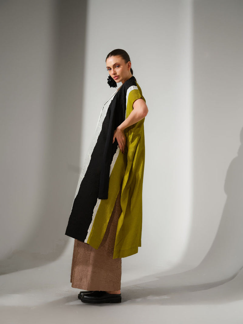 Anchor Kaftaan-Natural + Black + Lime crushed silk tunics/kaftan by Stoique in natural, black, lime for women Worldwide