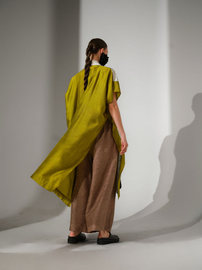 Anchor Kaftaan-Natural + Black + Lime crushed silk tunics/kaftan by Stoique in natural, black, lime for women Worldwide