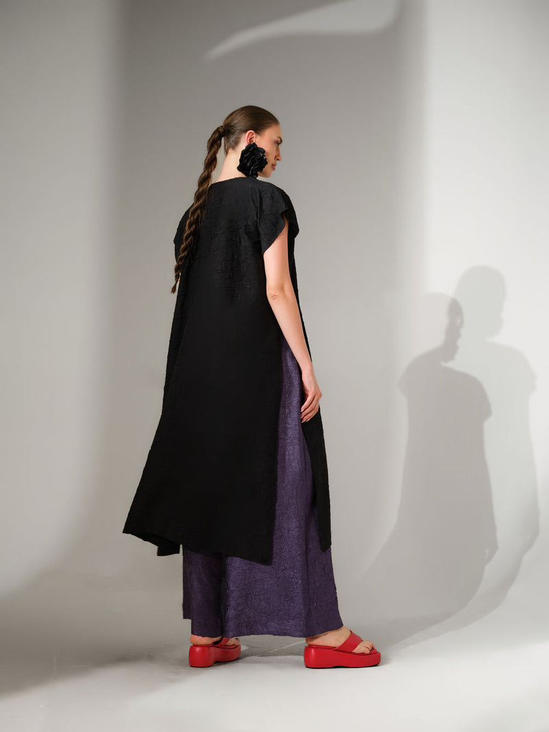 Facet Tunic-Black + Lime crushed silk tunics/kaftan by Stoique in black, lime for women Worldwide