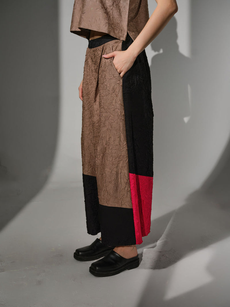Awaken Pants-Grey + Pink + Black crushed silk pant/trouser by Stoique in grey, pink, black for women Worldwide