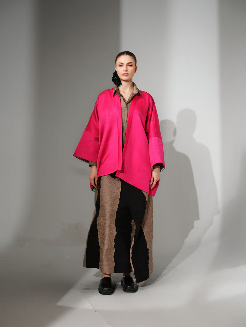 Chi Jacket-Pink satin jacket/overlay by Stoique in pink for women Worldwide