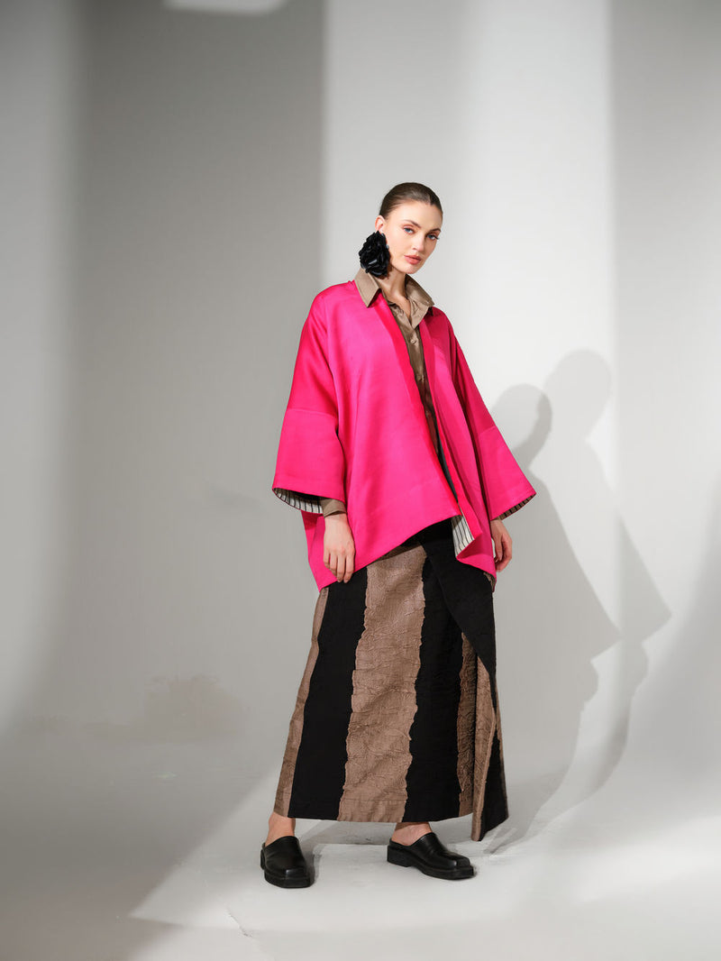 Chi Jacket-Pink satin jacket/overlay by Stoique in pink for women Worldwide