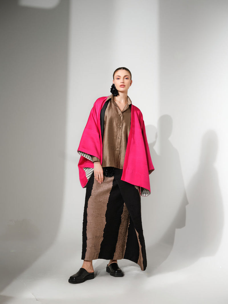 Chi Jacket-Pink satin jacket/overlay by Stoique in pink for women Worldwide