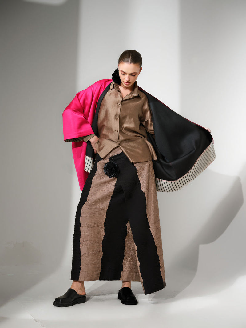 Chi Jacket-Pink satin jacket/overlay by Stoique in pink for women Worldwide