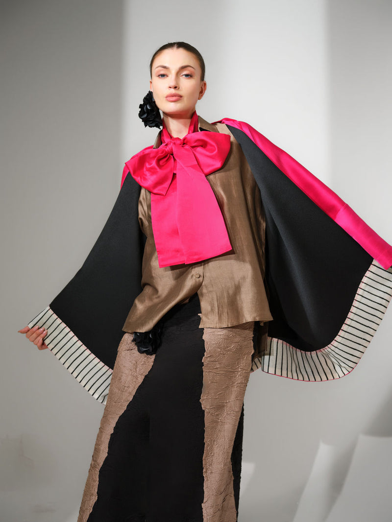 Chi Jacket-Pink satin jacket/overlay by Stoique in pink for women Worldwide
