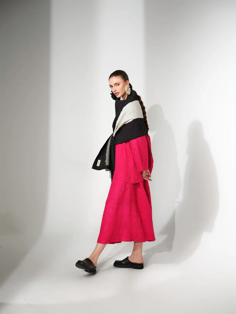 Una Scarf-Natural + Black crushed cotton scarve/stole by Stoique in natural, black for women Worldwide
