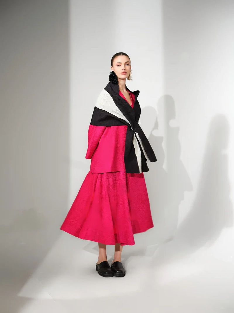 Una Scarf-Natural + Black crushed cotton scarve/stole by Stoique in natural, black for women Worldwide