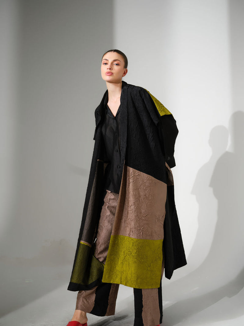Awaken Tunic-Black + Grey + Lime crushed silk tunics/kaftan by Stoique in black, grey, lime for women Worldwide