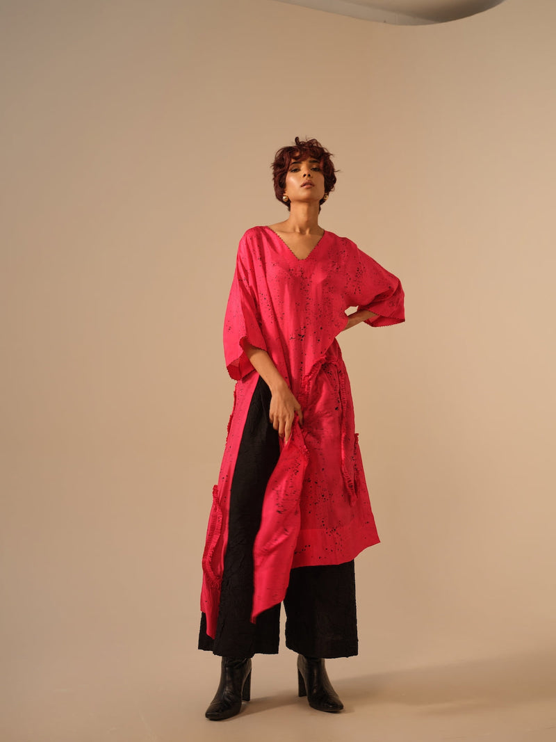 Root Pants-Black crushed silk pants/trousers by Stoique in black for women Worldwide