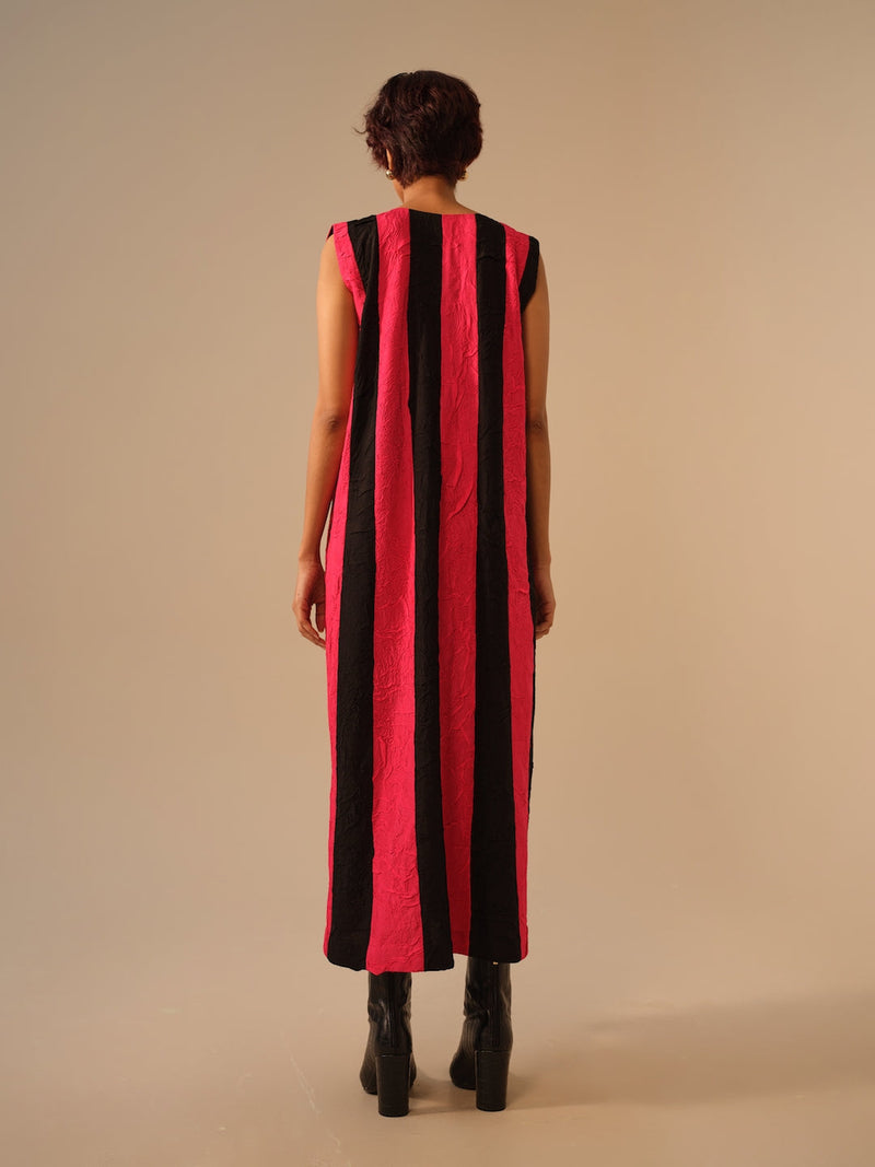 Twin Dress-Pink + Black crushed silk dresses by Stoique in pink, black for women Worldwide