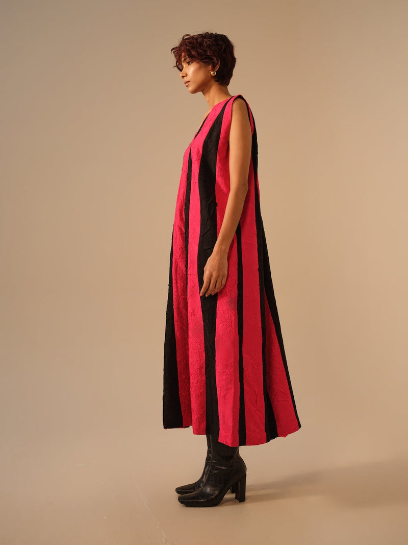 Twin Dress-Pink + Black crushed silk dresses by Stoique in pink, black for women Worldwide