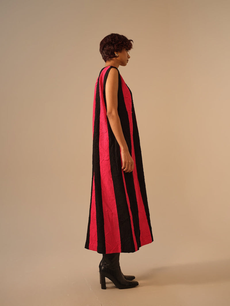 Twin Dress-Pink + Black crushed silk dresses by Stoique in pink, black for women Worldwide