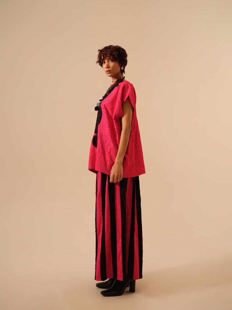 Lane Top-Lilac + Black crushed silk tops and shirts by Stoique in black for women Worldwide