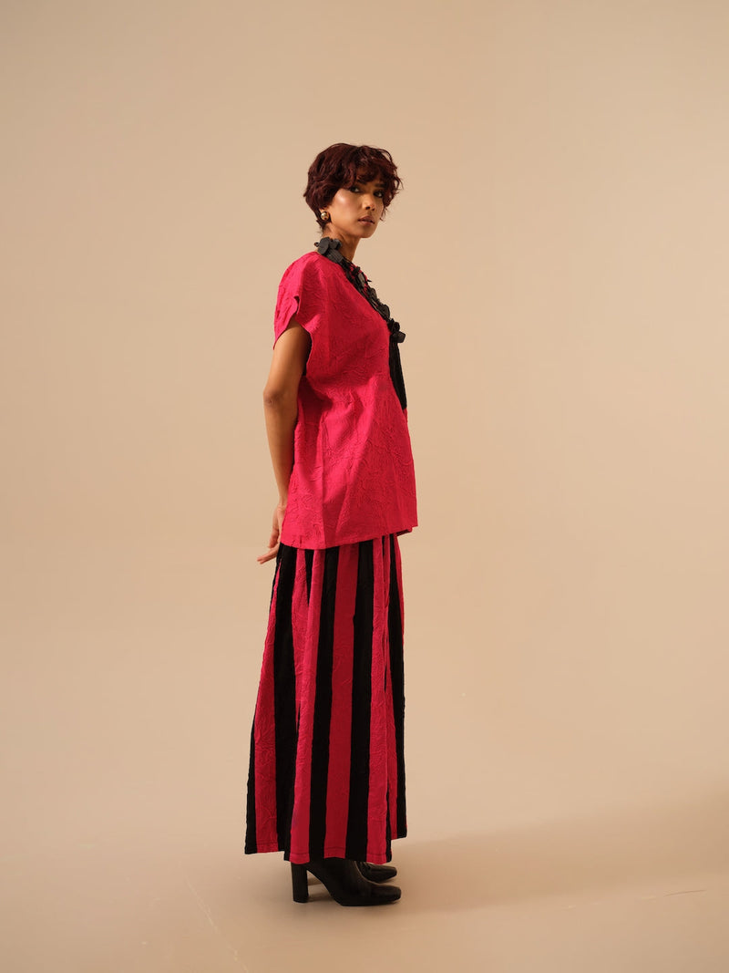 Lane Top-Lilac + Black crushed silk tops and shirts by Stoique in black for women Worldwide