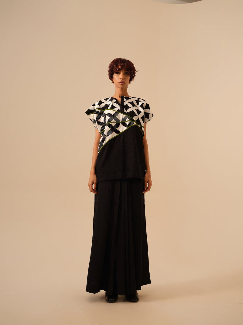 Mist Top-Black + Natural + Jade crushed silk tops and shirts by Stoique in black for women Worldwide