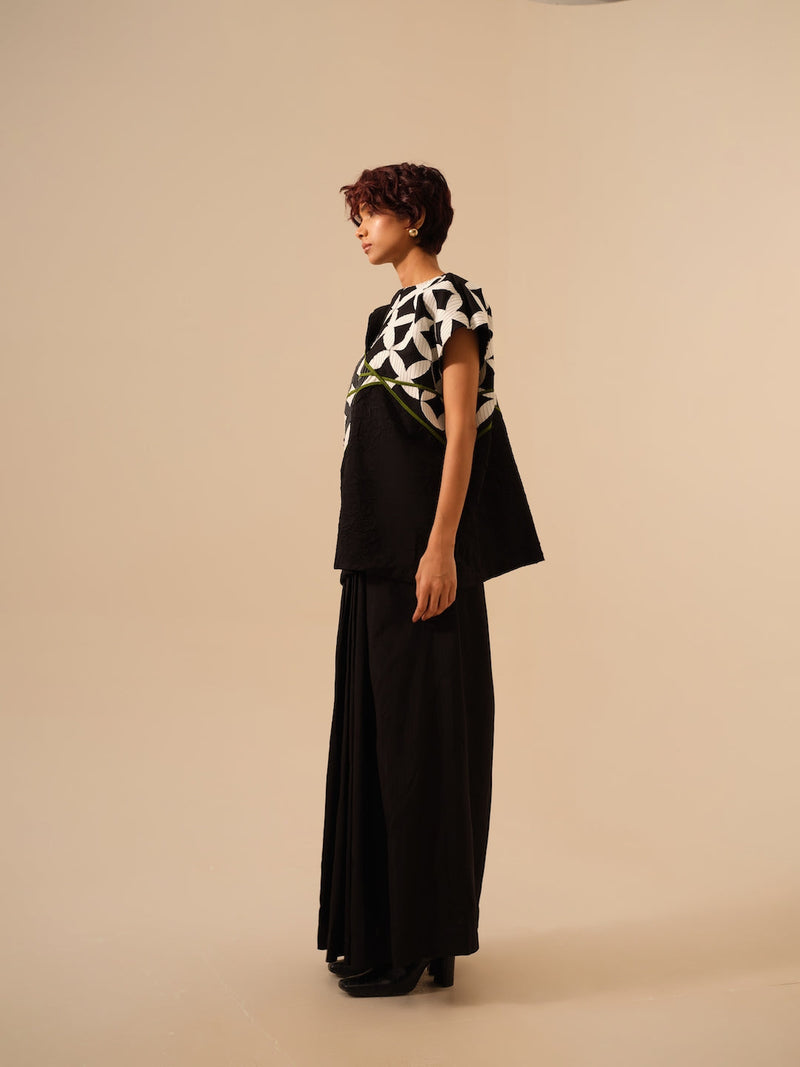Mist Top-Black + Natural + Jade crushed silk tops and shirts by Stoique in black for women Worldwide