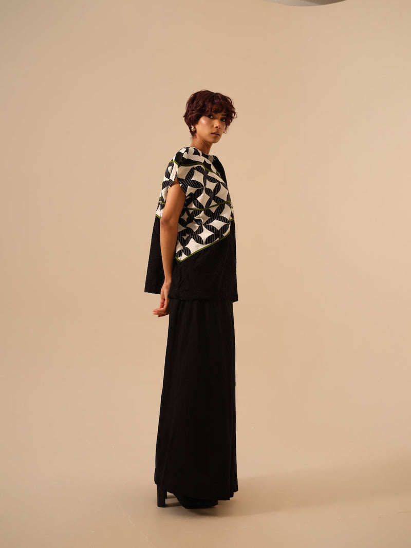 Mist Top-Black + Natural + Jade crushed silk tops and shirts by Stoique in black for women Worldwide