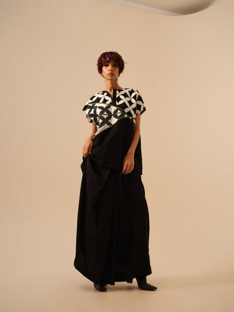 Mist Top-Black + Natural + Jade crushed silk tops and shirts by Stoique in black for women Worldwide
