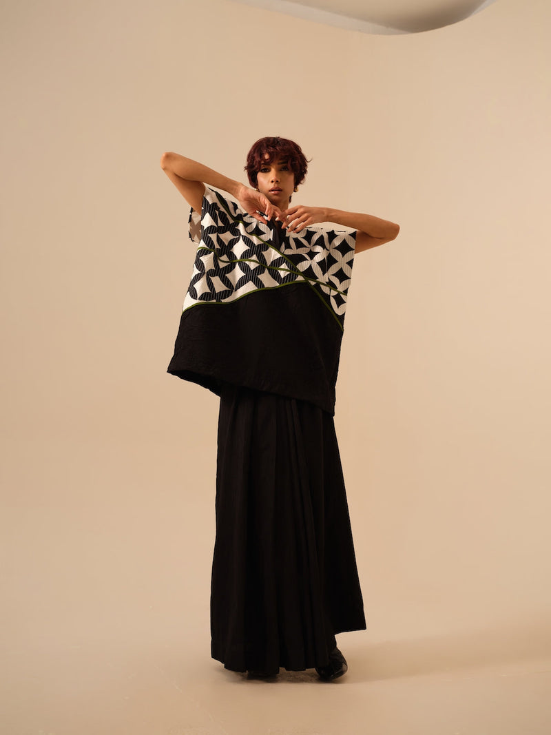 Mist Skirt-Black crushed silk skirts by Stoique in black for women Worldwide