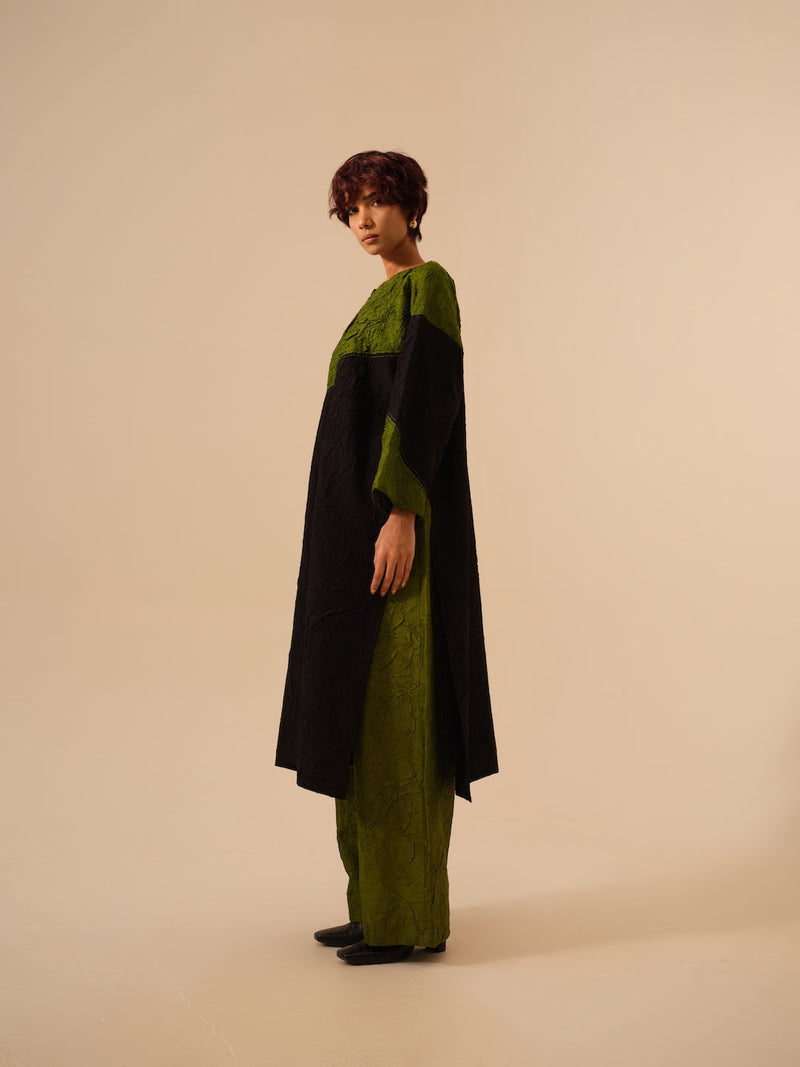 Salt Tunic-Black + Jade crushed silk kaftans and tunics by Stoique in black for women Worldwide